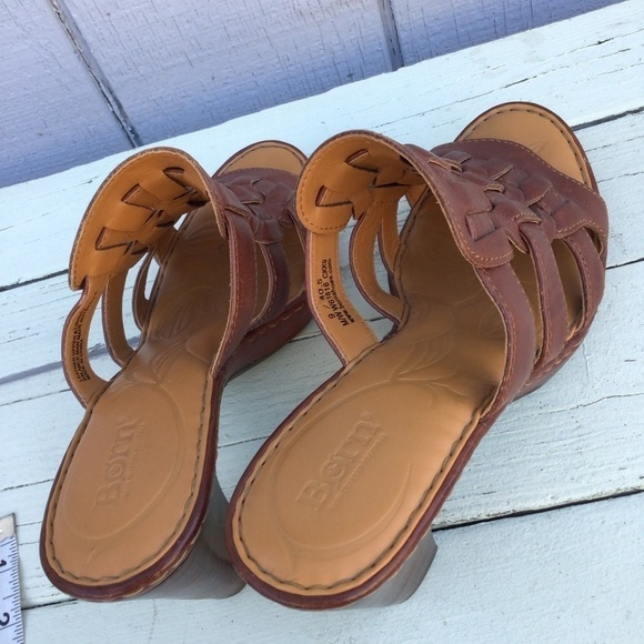 Born Leather Woven Heeled Sandals - Picture 7 of 11